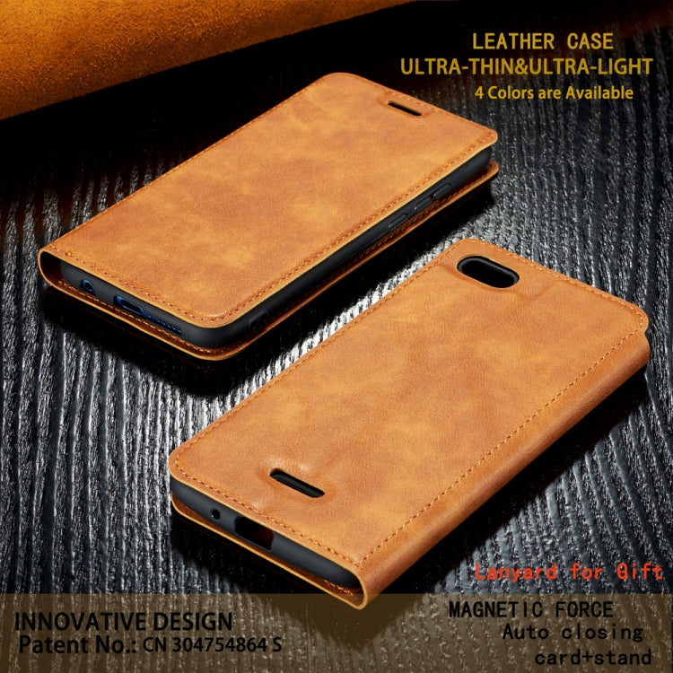For Xiaomi Redmi 6A Retro Simple Ultra-thin Magnetic Leather Case with Holder & Card Slots & Lanyard