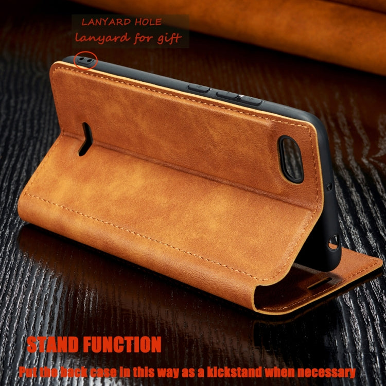 For Xiaomi Redmi 6A Retro Simple Ultra-thin Magnetic Leather Case with Holder & Card Slots & Lanyard