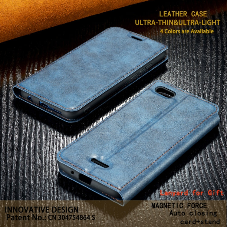 For Xiaomi Redmi 6A Retro Simple Ultra-thin Magnetic Leather Case with Holder & Card Slots & Lanyard