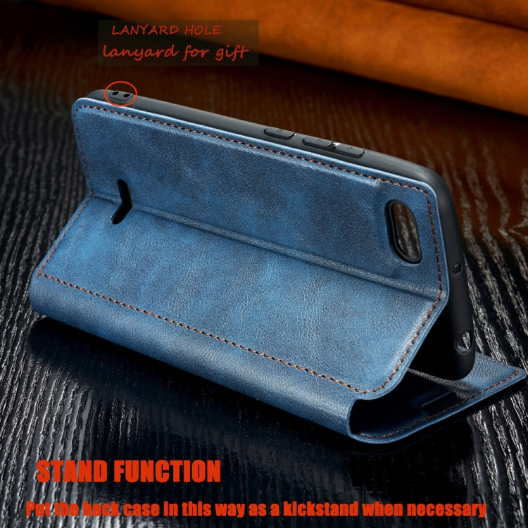 For Xiaomi Redmi 6A Retro Simple Ultra-thin Magnetic Leather Case with Holder & Card Slots & Lanyard