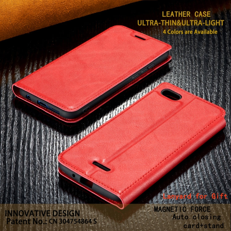 For Xiaomi Redmi 6A Retro Simple Ultra-thin Magnetic Leather Case with Holder & Card Slots & Lanyard