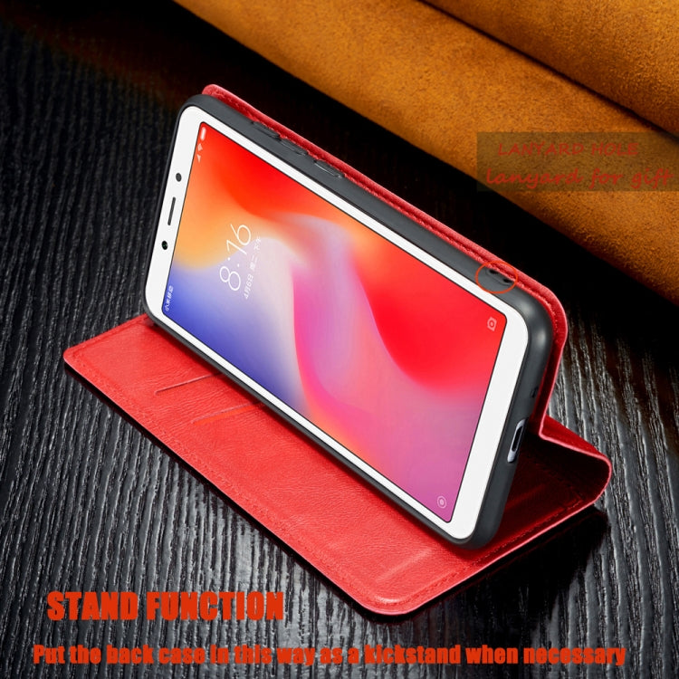 For Xiaomi Redmi 6A Retro Simple Ultra-thin Magnetic Leather Case with Holder & Card Slots & Lanyard