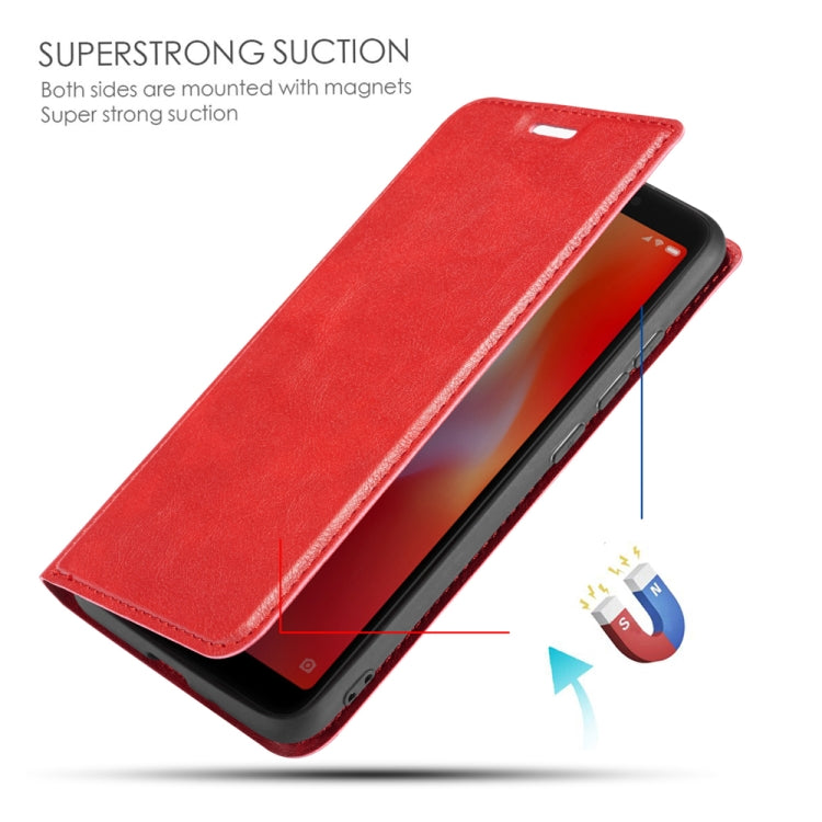 For Xiaomi Redmi 6A Retro Simple Ultra-thin Magnetic Leather Case with Holder & Card Slots & Lanyard