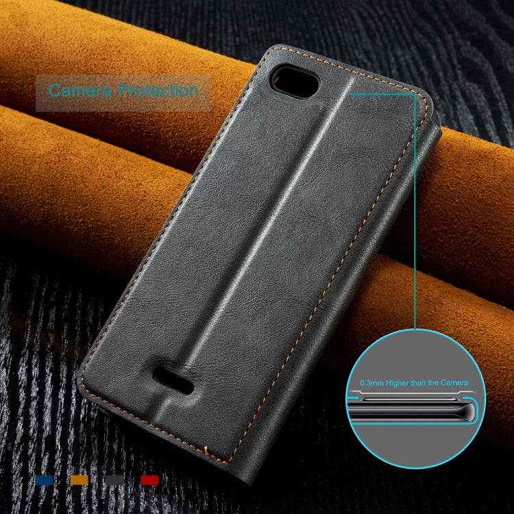 For Xiaomi Redmi 6 Retro Simple Ultra-thin Magnetic Leather Case with Holder & Card Slots & Lanyard