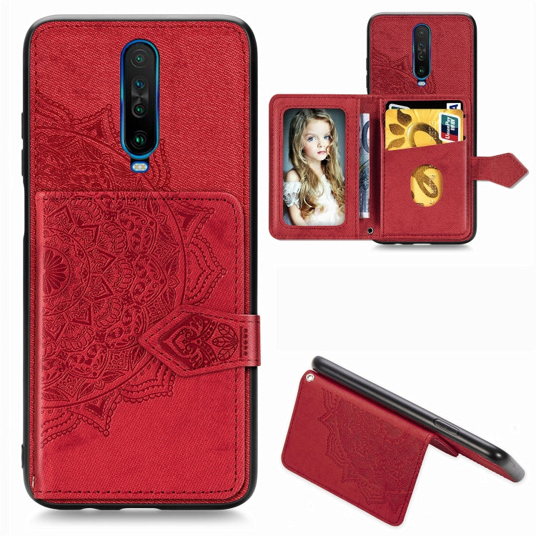 For Xiaomi Redmi K30 Mandala Embossed Magnetic Cloth PU + TPU + PC Case with Holder & Card Slots & Wallet & Photo Frame & Strap