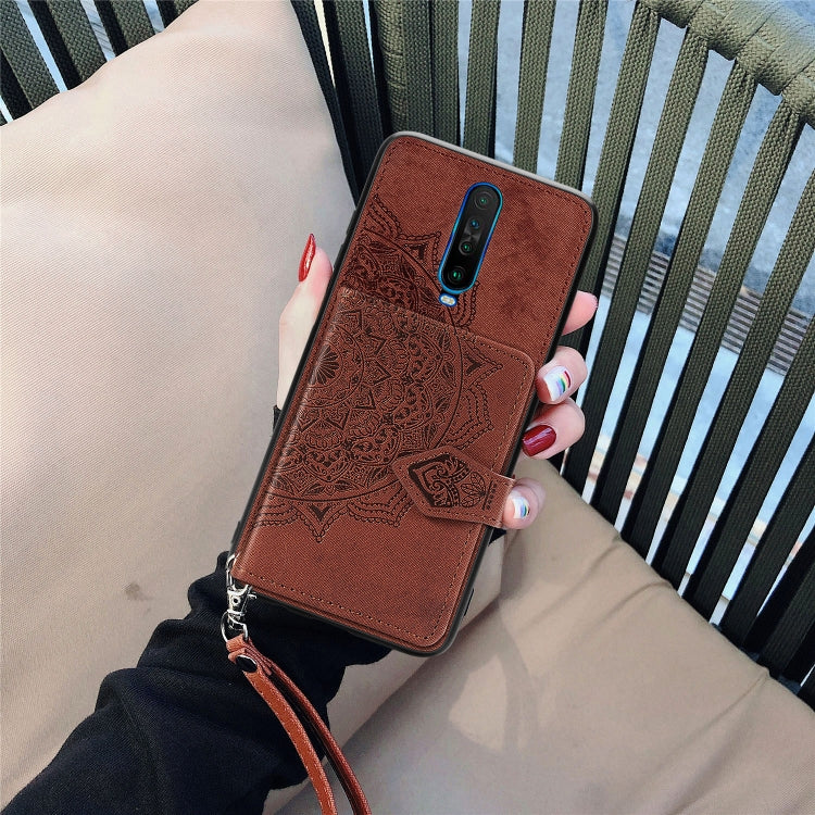 For Xiaomi Redmi K30 Mandala Embossed Magnetic Cloth PU + TPU + PC Case with Holder & Card Slots & Wallet & Photo Frame & Strap