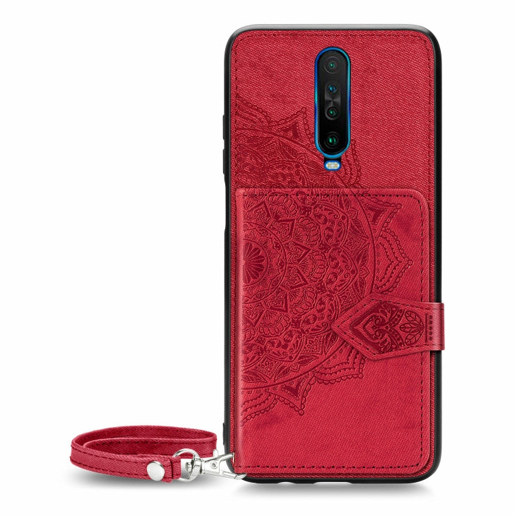 For Xiaomi Redmi K30 Mandala Embossed Magnetic Cloth PU + TPU + PC Case with Holder & Card Slots & Wallet & Photo Frame & Strap