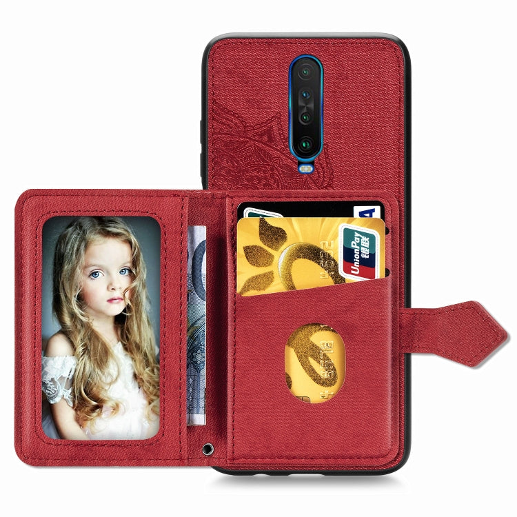 For Xiaomi Redmi K30 Mandala Embossed Magnetic Cloth PU + TPU + PC Case with Holder & Card Slots & Wallet & Photo Frame & Strap