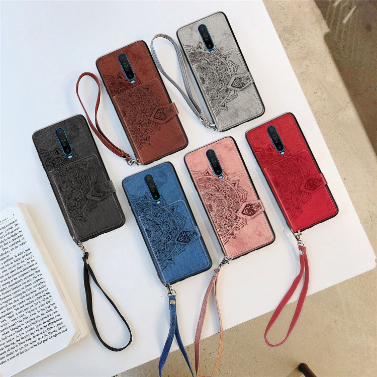 For Xiaomi Redmi K30 Mandala Embossed Magnetic Cloth PU + TPU + PC Case with Holder & Card Slots & Wallet & Photo Frame & Strap