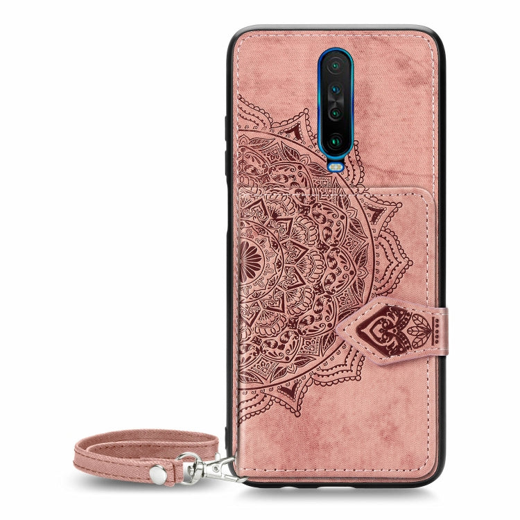 For Xiaomi Redmi K30 Mandala Embossed Magnetic Cloth PU + TPU + PC Case with Holder & Card Slots & Wallet & Photo Frame & Strap