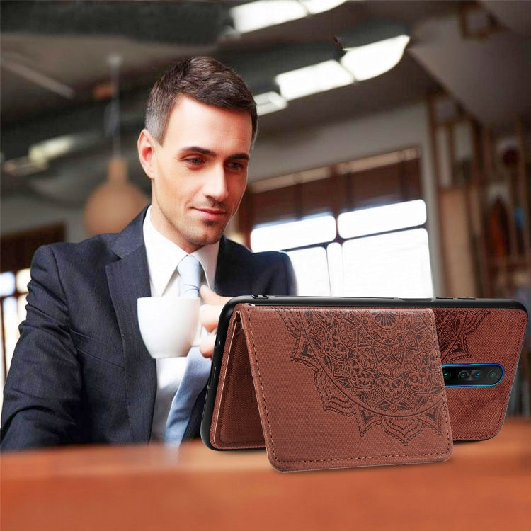 For Xiaomi Redmi K30 Mandala Embossed Magnetic Cloth PU + TPU + PC Case with Holder & Card Slots & Wallet & Photo Frame & Strap