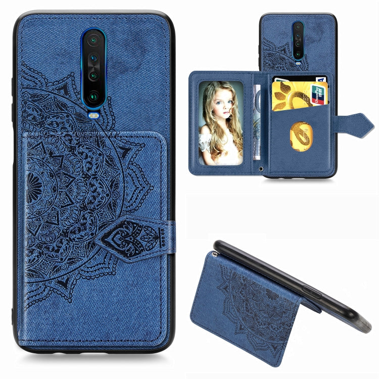 For Xiaomi Redmi K30 Mandala Embossed Magnetic Cloth PU + TPU + PC Case with Holder & Card Slots & Wallet & Photo Frame & Strap