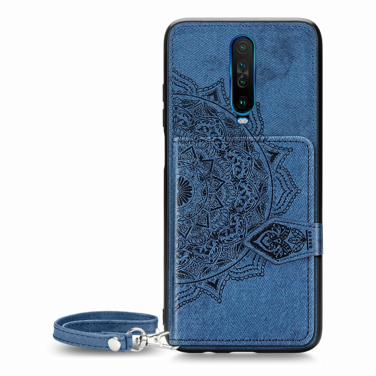 For Xiaomi Redmi K30 Mandala Embossed Magnetic Cloth PU + TPU + PC Case with Holder & Card Slots & Wallet & Photo Frame & Strap