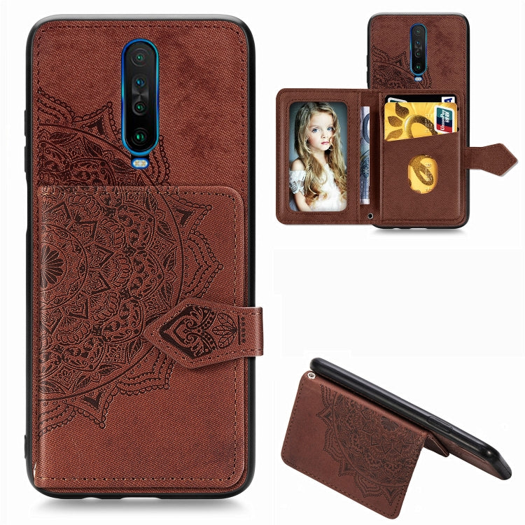 For Xiaomi Redmi K30 Mandala Embossed Magnetic Cloth PU + TPU + PC Case with Holder & Card Slots & Wallet & Photo Frame & Strap