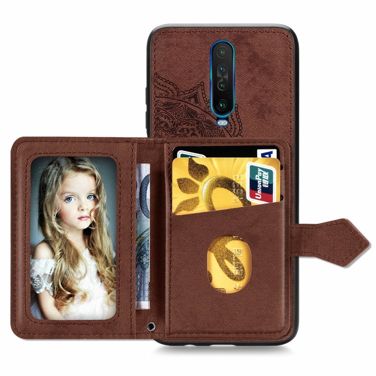 For Xiaomi Redmi K30 Mandala Embossed Magnetic Cloth PU + TPU + PC Case with Holder & Card Slots & Wallet & Photo Frame & Strap