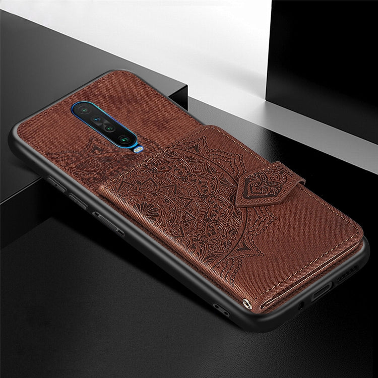 For Xiaomi Redmi K30 Mandala Embossed Magnetic Cloth PU + TPU + PC Case with Holder & Card Slots & Wallet & Photo Frame & Strap