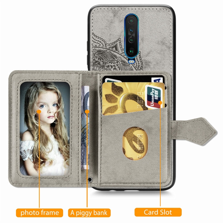 For Xiaomi Redmi K30 Mandala Embossed Magnetic Cloth PU + TPU + PC Case with Holder & Card Slots & Wallet & Photo Frame & Strap