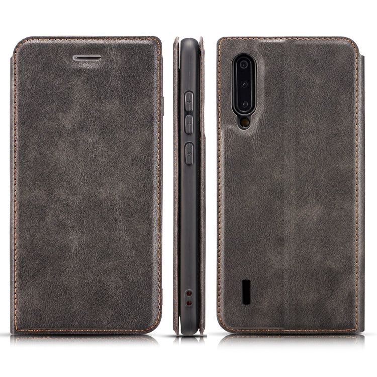 For Xiaomi Mi CC9 Lite Retro Simple Ultra-thin Magnetic Leather Case with Holder & Card Slots & Lanyard