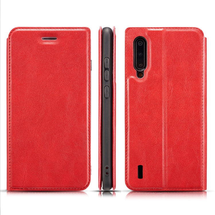 For Xiaomi Mi CC9 Lite Retro Simple Ultra-thin Magnetic Leather Case with Holder & Card Slots & Lanyard