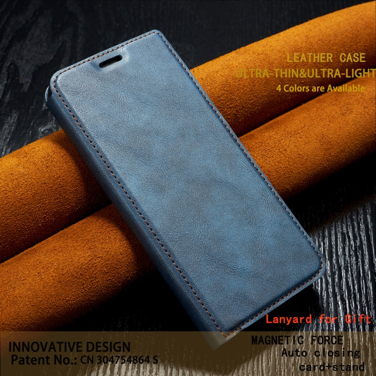For Xiaomi Mi CC9 Pro Retro Simple Ultra-thin Magnetic Leather Case with Holder & Card Slots & Lanyard