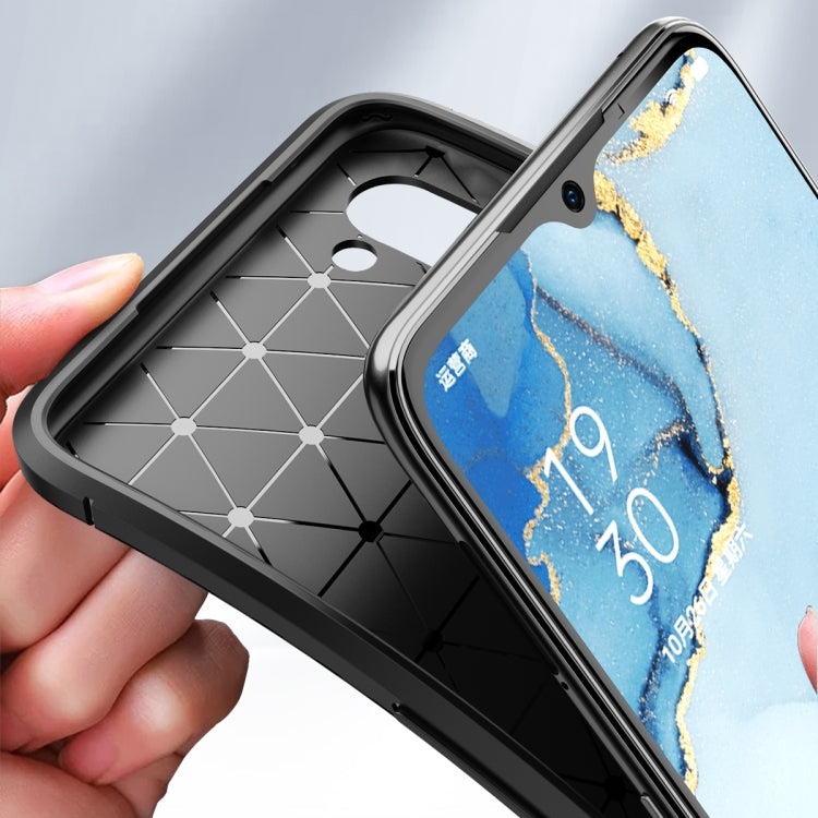 For Oppo Reno3 Carbon Fiber Texture Shockproof TPU Case(Brown)