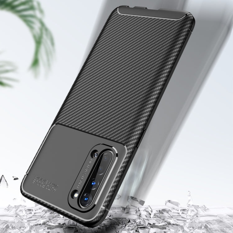 For Oppo Reno3 Carbon Fiber Texture Shockproof TPU Case(Brown)