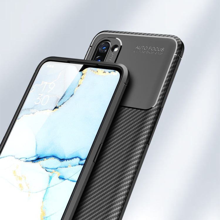 For Oppo Reno3 Carbon Fiber Texture Shockproof TPU Case(Brown)
