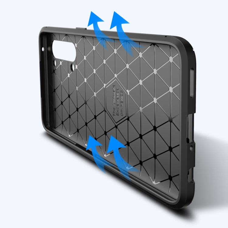 For Oppo Reno3 Carbon Fiber Texture Shockproof TPU Case(Brown)