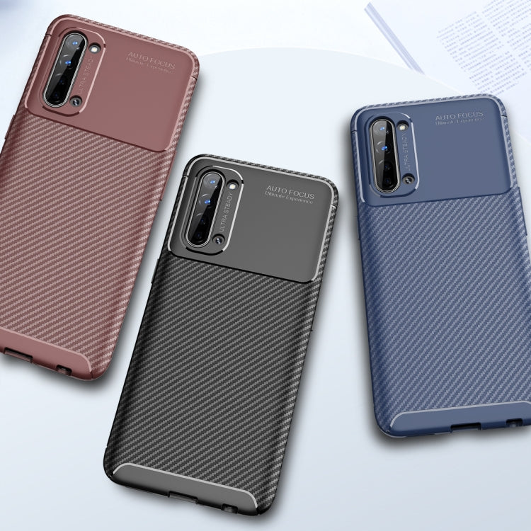 For Oppo Reno3 Carbon Fiber Texture Shockproof TPU Case(Brown)