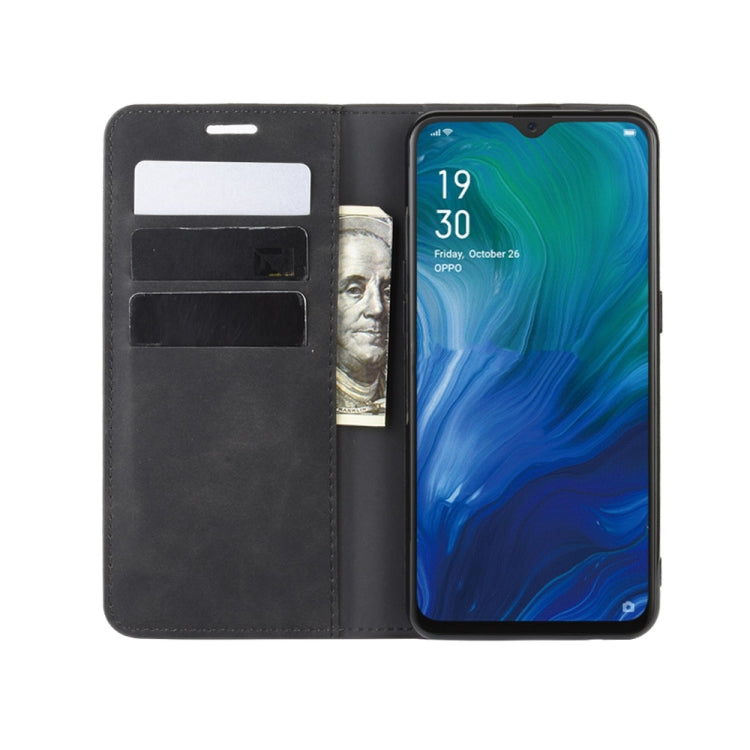 For Oppo Reno A   Retro-skin Business Magnetic Suction Leather Case with Holder & Card Slots & Wallet