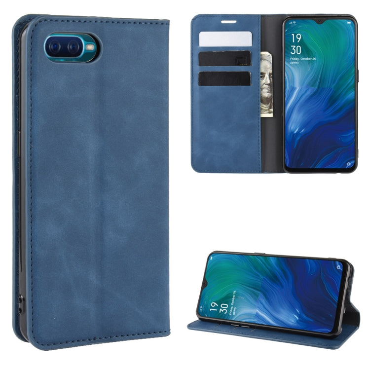 For Oppo Reno A   Retro-skin Business Magnetic Suction Leather Case with Holder & Card Slots & Wallet