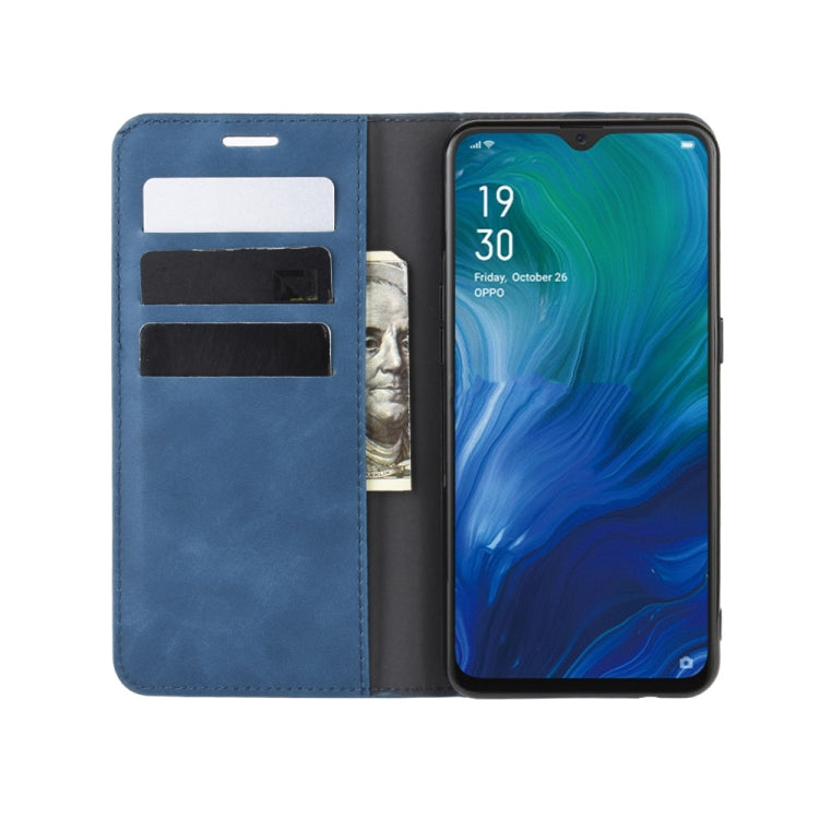For Oppo Reno A   Retro-skin Business Magnetic Suction Leather Case with Holder & Card Slots & Wallet
