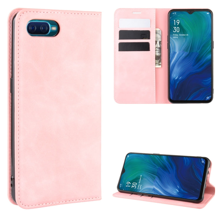 For Oppo Reno A   Retro-skin Business Magnetic Suction Leather Case with Holder & Card Slots & Wallet