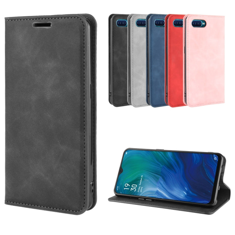 For Oppo Reno A   Retro-skin Business Magnetic Suction Leather Case with Holder & Card Slots & Wallet