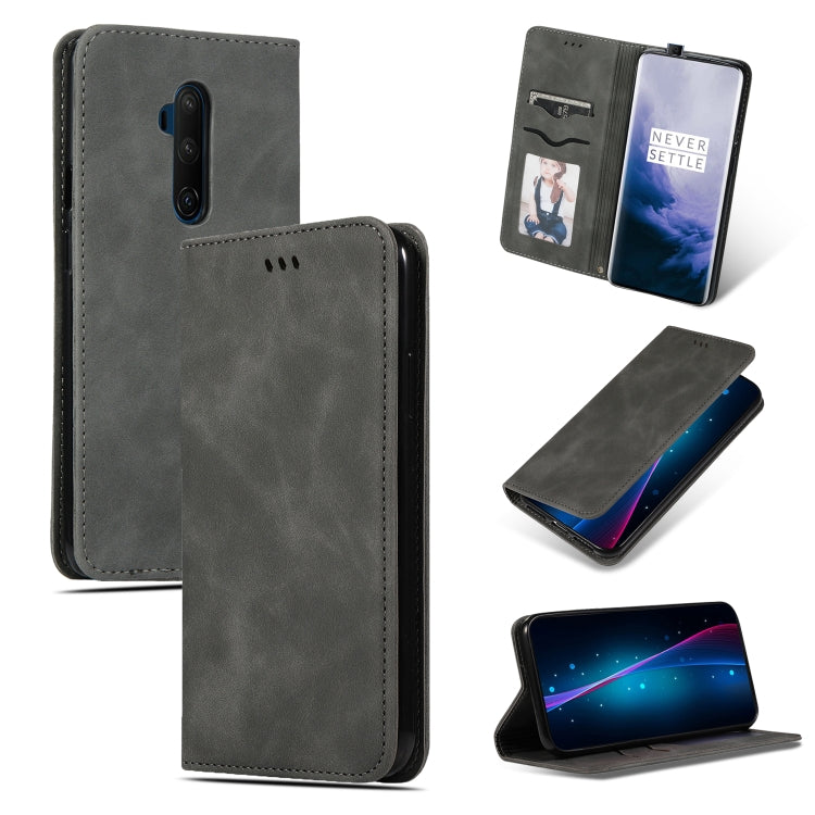 For OnePlus 7T Pro Retro Skin Feel Business Magnetic Horizontal Flip Leather Case