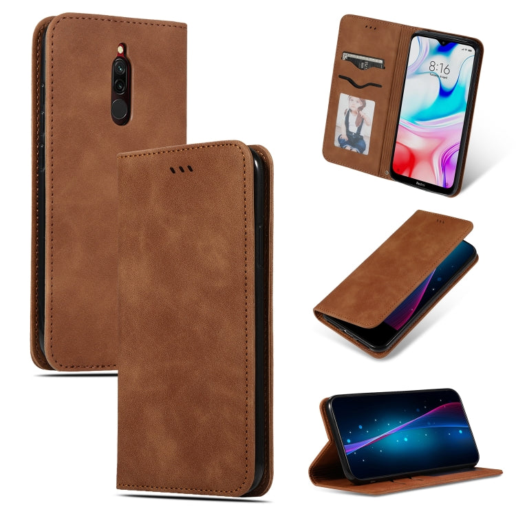 For Xiaomi Redmi 8A Retro Skin Feel Business Magnetic Horizontal Flip Leather Case