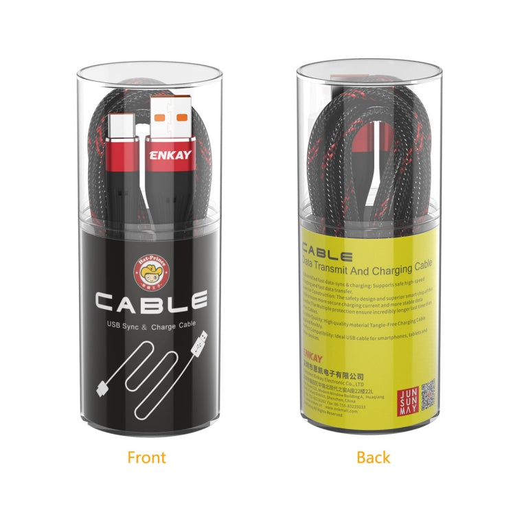 ENKAY ENK-CB101 Fishing Net Weaving USB to USB-C / Type-C Data Transfer Charging Cable