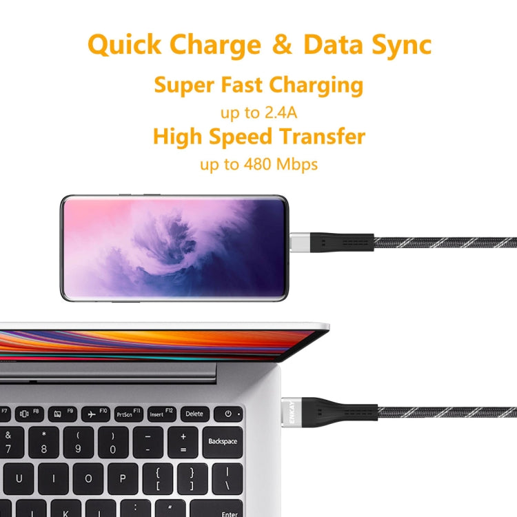 ENKAY ENK-CB101 Fishing Net Weaving USB to USB-C / Type-C Data Transfer Charging Cable
