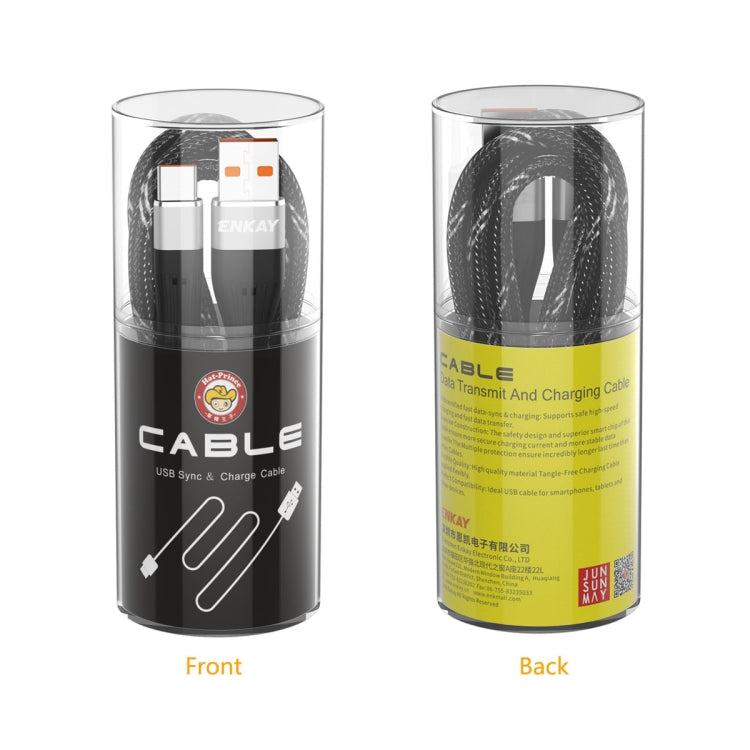 ENKAY ENK-CB101 Fishing Net Weaving USB to USB-C / Type-C Data Transfer Charging Cable