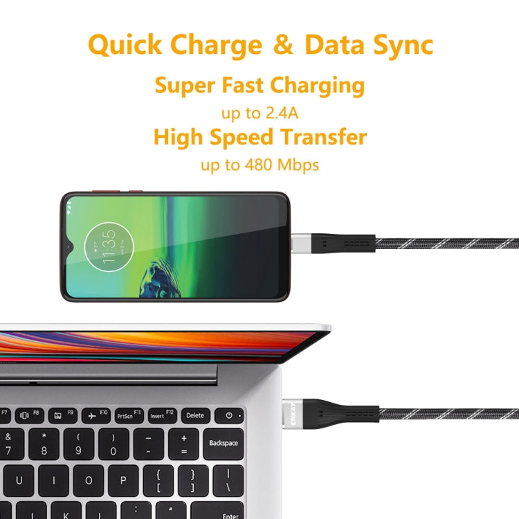 ENKAY ENK-CB301 Fishing Net Weaving USB to Micro Usb Data Transfer Charging Cable