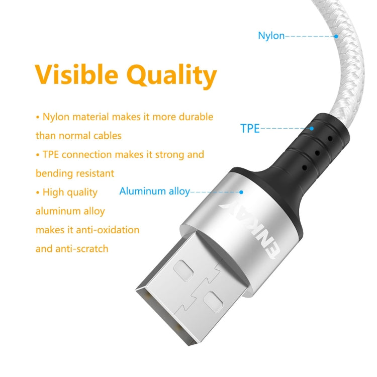 ENKAY ENK-CB102 Nylon Weaving USB to Type-C Data Transfer Charging Cable