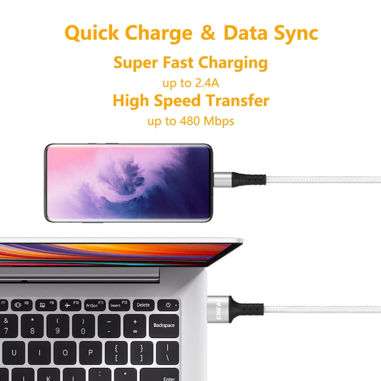 ENKAY ENK-CB102 Nylon Weaving USB to Type-C Data Transfer Charging Cable