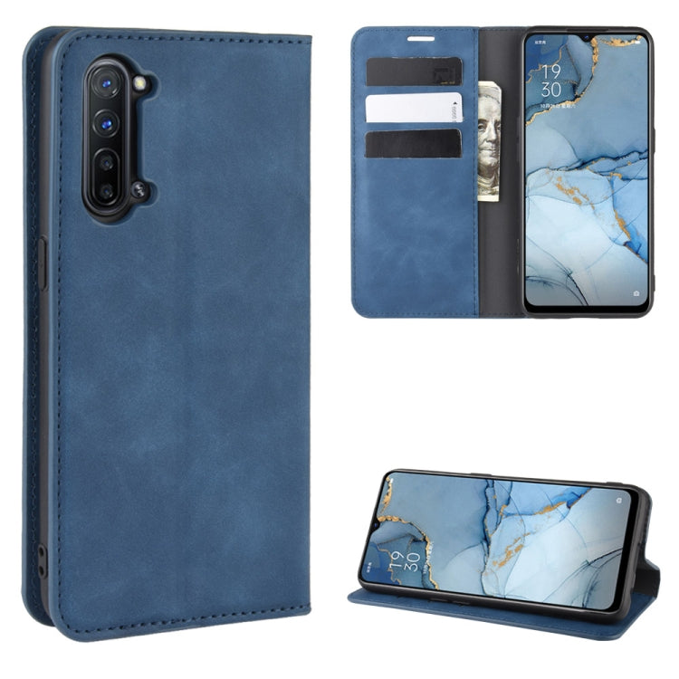 For OPPO Reno3 5G Retro-skin Business Magnetic Suction Leather Case with Holder & Card Slots & Wallet