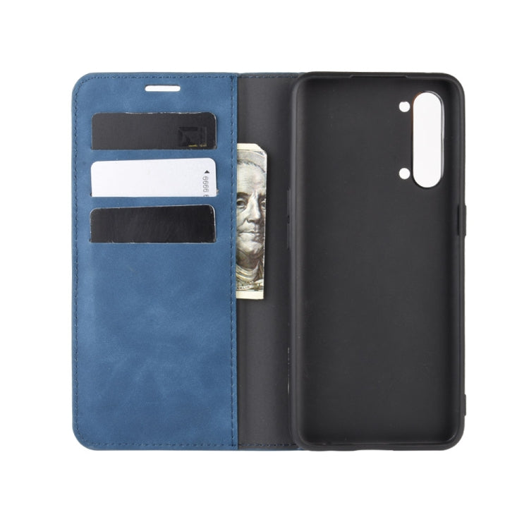 For OPPO Reno3 5G Retro-skin Business Magnetic Suction Leather Case with Holder & Card Slots & Wallet