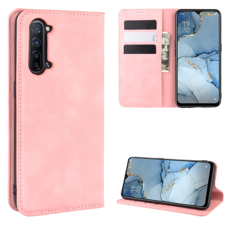 For OPPO Reno3 5G Retro-skin Business Magnetic Suction Leather Case with Holder & Card Slots & Wallet