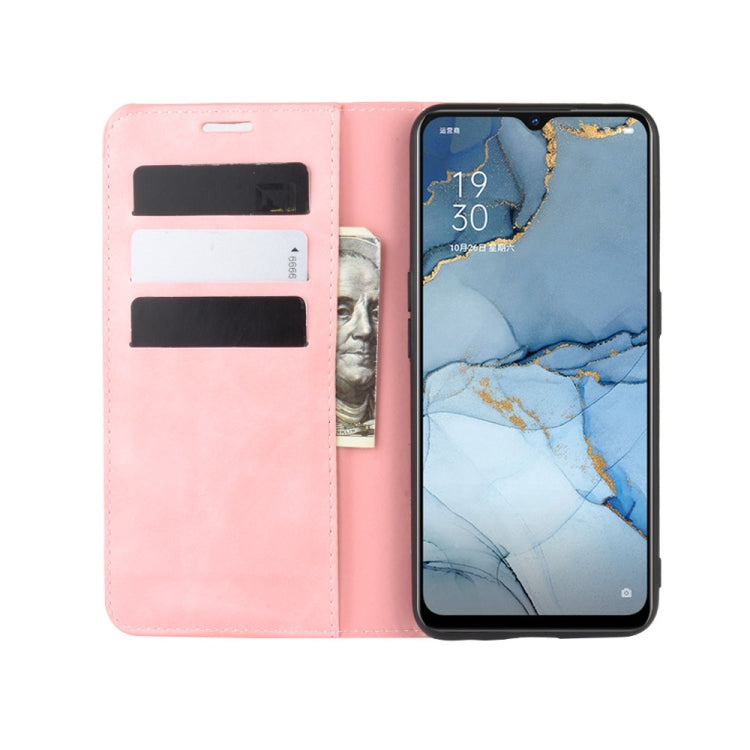 For OPPO Reno3 5G Retro-skin Business Magnetic Suction Leather Case with Holder & Card Slots & Wallet