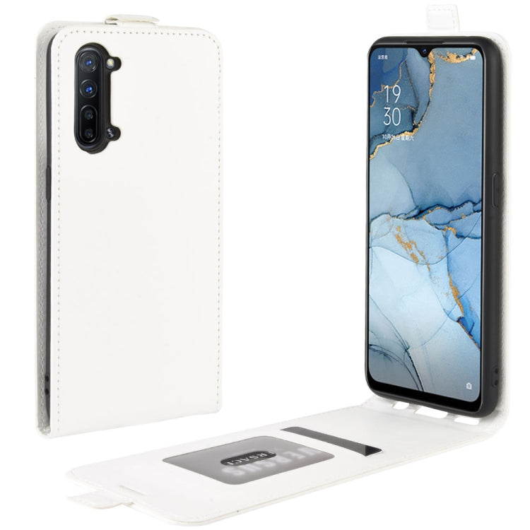 For Oppo Reno3 5G R64 Texture Single Vertical Flip Leather Protective Case with Card Slots & Photo Frame