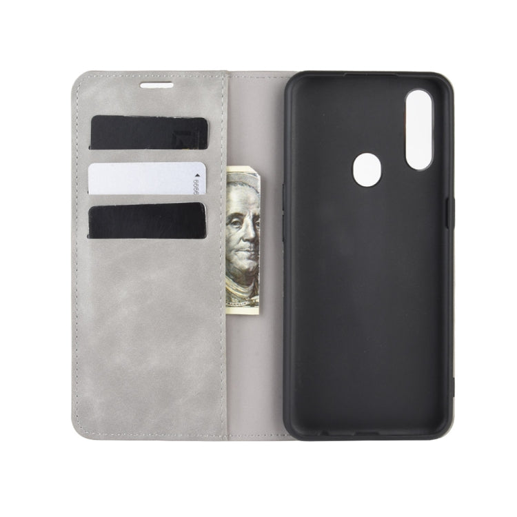For Oppo A8 Retro-skin Business Magnetic Suction Leather Case with Holder & Card Slots & Wallet