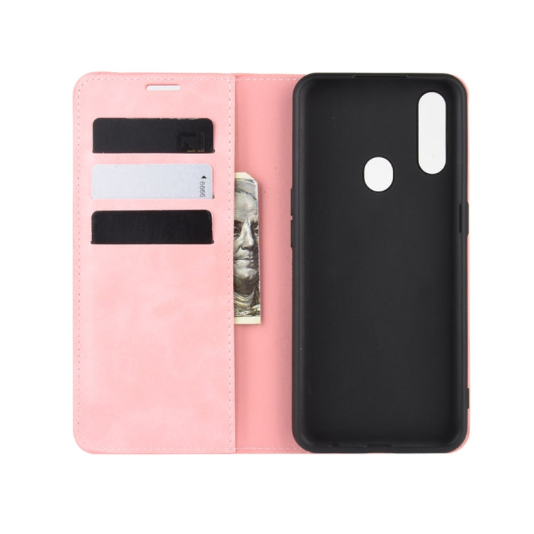 For Oppo A8 Retro-skin Business Magnetic Suction Leather Case with Holder & Card Slots & Wallet
