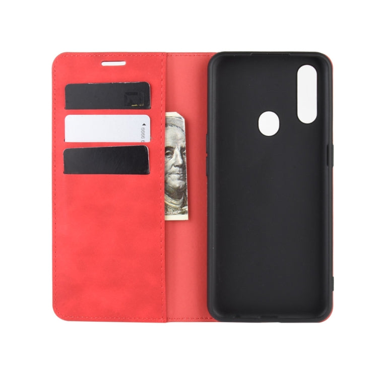 For Oppo A8 Retro-skin Business Magnetic Suction Leather Case with Holder & Card Slots & Wallet